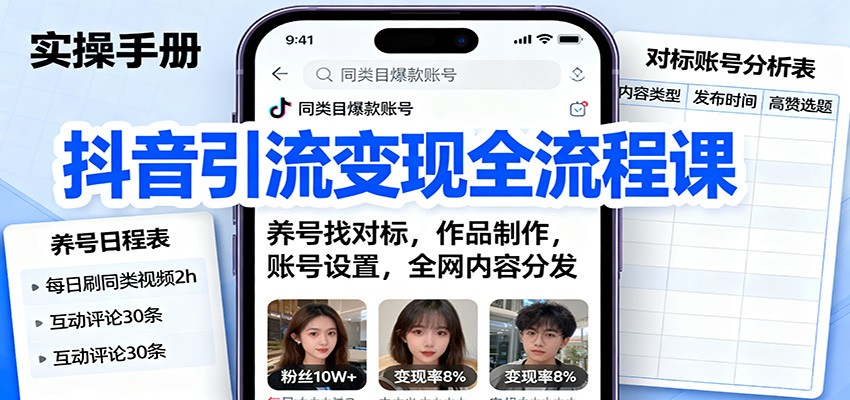 fy19683期-抖音引流变现全流程课:养号找对标,作品制作,账号设置,全网内容分发 20251022150231-68f8f2072bff0.jpg