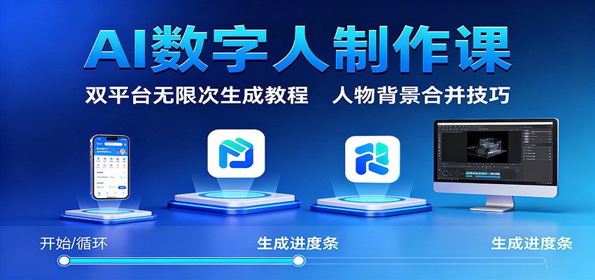 fy19837期-AI数字人制作课:双平台无限次生成教程,人物背景合并技巧 20251027013433-68fecc297510c.jpg
