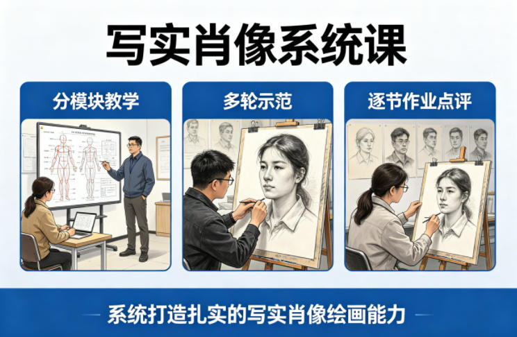 写实肖像系统课,全程分模块教学+多轮示范+逐节作业点评,系统打造扎实的写实肖像绘画能力 20260411150322-69da62ba877be.jpg