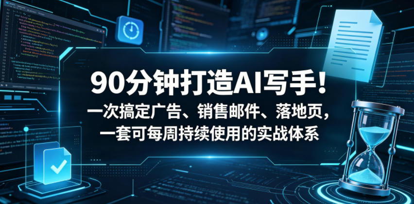 90分钟打造AI写手!一次搞定广告、销售邮件、落地页,一套可每周持续使用的实战体系【原创双语字幕】 20260521010041-6a0e593936c47.jpg