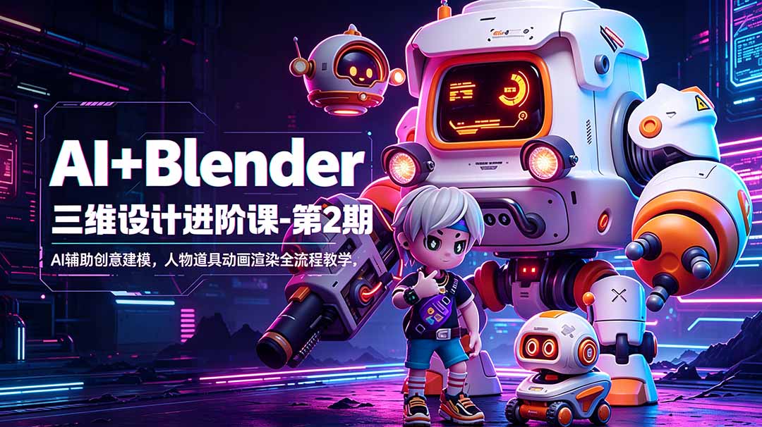 (18586期)AI+Blender三维设计进阶课-第2期:AI辅助创意建模,人物道具动画渲染全流程教学 20260523110125-6a118905dd2ee.jpg