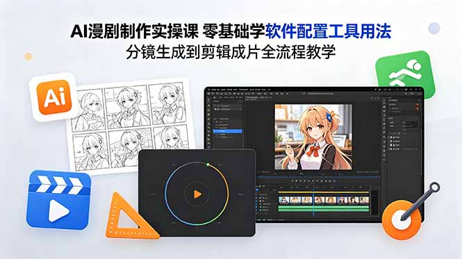 (18605期)AI漫剧制作实操课 零基础学软件配置工具用法 分镜生成到剪辑成片全流程教学 20260525030213-6a13bbb5d9382.jpg