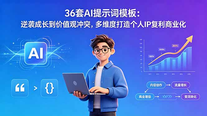(18630期)36套AI提示词模板:逆袭成长到价值观冲突,多维度打造个人IP复利商业化 20260527150047-6a17071f89494.jpg