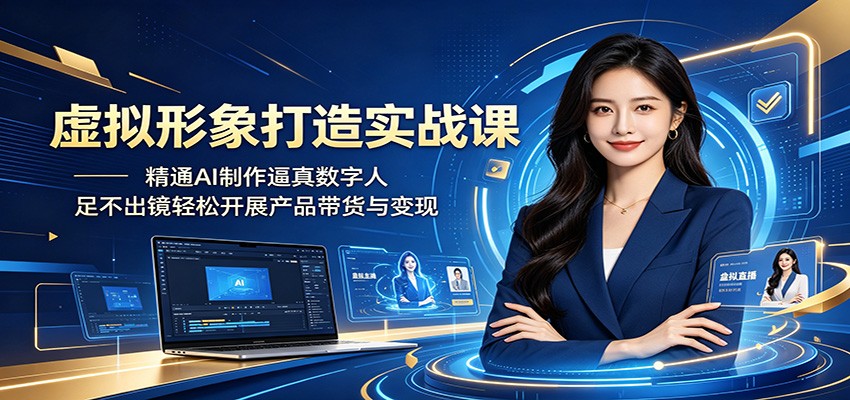 虚拟形象打造实战课:精通AI制作逼真数字人,足不出镜轻松开展产品带货与变现 20260531121136-6a1c2578798ea.jpg
