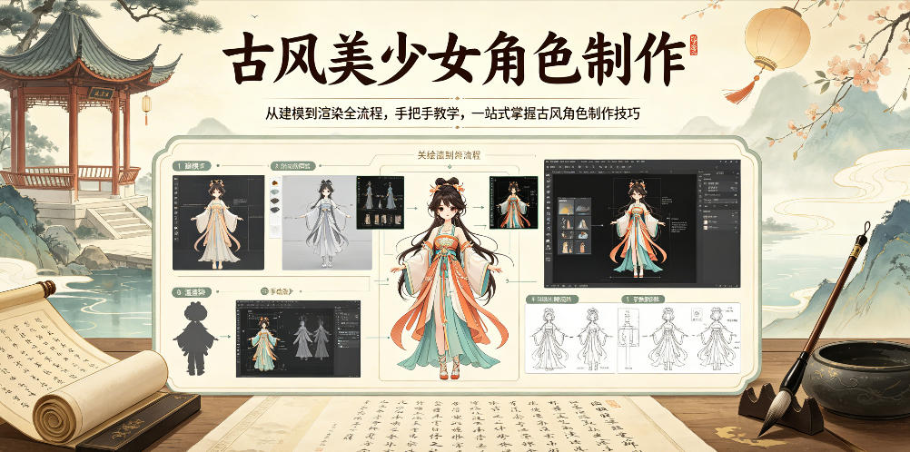 古风美少女角色制作,从建模到渲染全流程,手把手教学,一站式掌握古风角色制作技巧 20260601050546-6a1d132a06c36.jpg