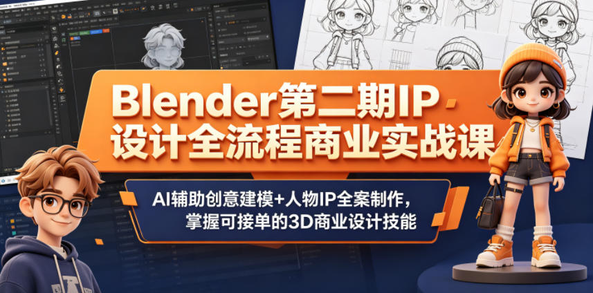 Blender第二期IP设计全流程商业实战课,AI辅助创意建模+人物IP全案制作,掌握可接单的3D商业设计技能 20260601050558-6a1d13364d9b3.jpg