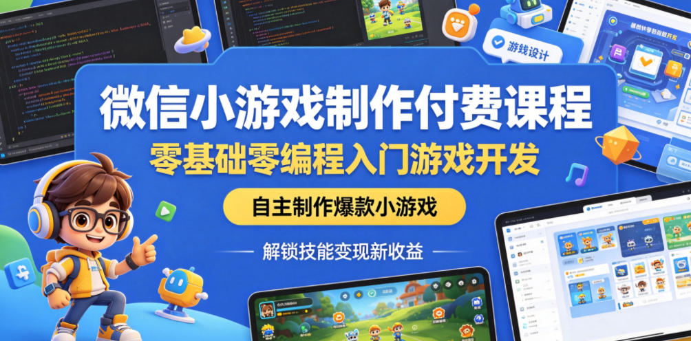 微信小游戏制作付费课程,零基础零编程入门游戏开发,自主制作爆款小游戏,解锁技能变现新收益 20260601050614-6a1d1346173d3.jpg
