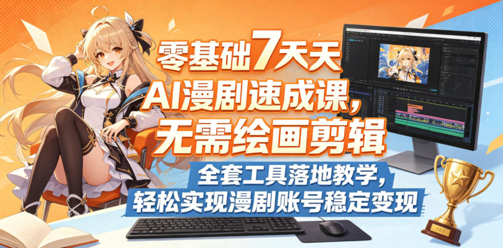零基础7天AI漫剧速成课,无需绘画剪辑,全套工具落地教学,轻松实现漫剧账号稳定变现 20260601050629-6a1d1355baa45.jpg