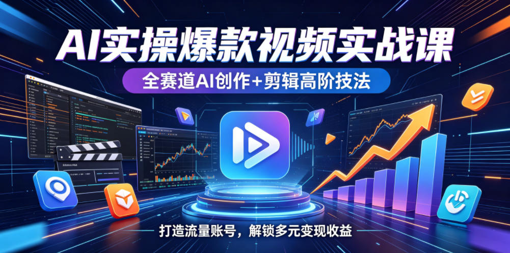 AI实操爆款视频实战课,全赛道AI创作+剪辑高阶技法,打造流量账号,解锁多元变现收益 20260601050632-6a1d1358c56dc.jpg