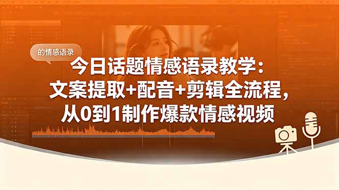 (18719期)今日话题情感语录教学:文案提取+配音+剪辑全流程,从0到1制作爆款情感视频 20260603050136-6a1fb5307b654.jpg