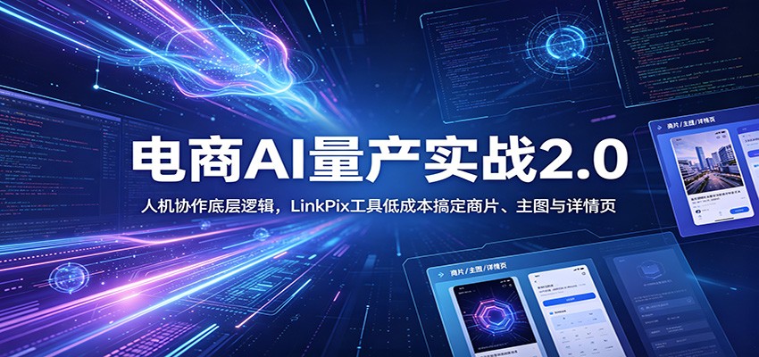 电商人AI量产实战2.0:人机协作底层逻辑,LinkPix工具低成本搞定商片、主图与详情页 20260606170103-6a24524f2cc8c.jpg