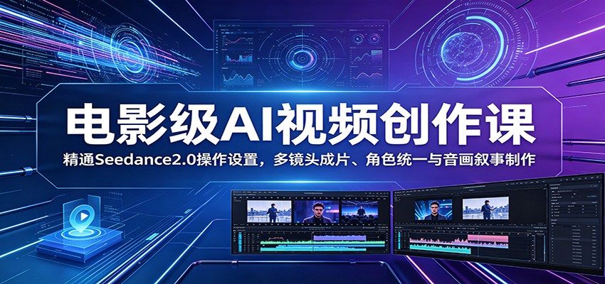 电影级AI视频创作课:精通Seedance2.0操作设置,多镜头成片、角色统一与音画叙事制作 20260606190050-6a246e62789ba.jpg