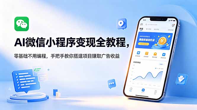 (18773期)AI微信小程序变现全教程,零基础不用编程,手把手教你搭建项目赚取广告收益 20260607090101-6a25334db4221.jpg