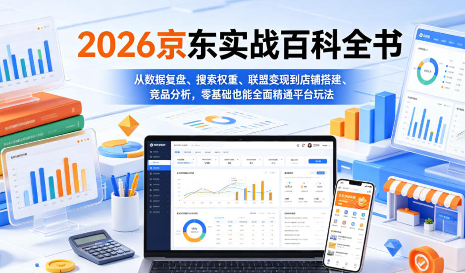 2026京东实战百科全书,从数据复盘、搜索权重、联盟变现到店铺搭建、竞品分析,零基础也能全面精通平台玩法 20260608030044-6a26305c981f9.jpg