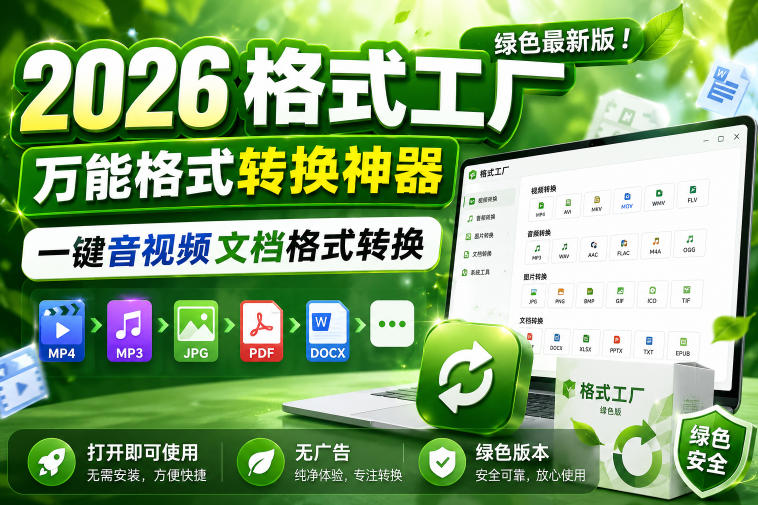 2026格式工厂绿色最新版!万能格式转换神器,一键音视频文档格式转换,打开即可使用,无广告绿色版本 20260610130333-6a2960a555f4c.jpg