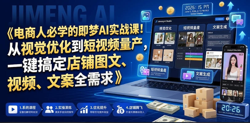 电商人必学的即梦AI实战课!从视觉优化到短视频量产,一键搞定店铺图文、视频、文案全需求 20260610130335-6a2960a70c910.jpg