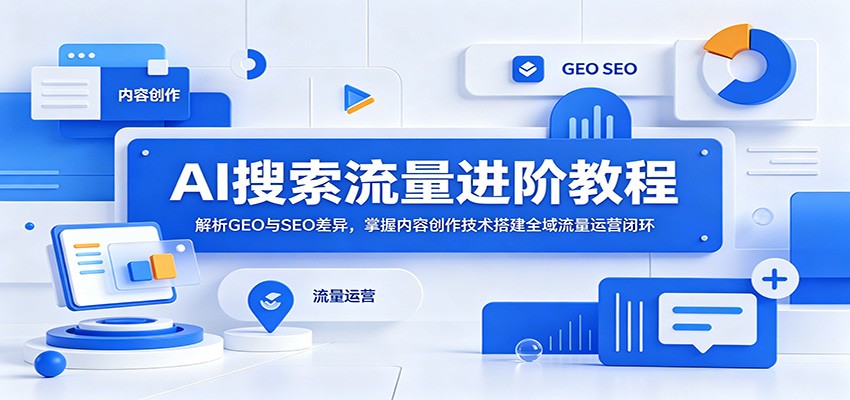 AI搜索流量进阶教程:解析GEO与SEO差异,掌握内容创作技术搭建全域流量运营闭环 20260612070043-6a2bae9b05cdc.jpg