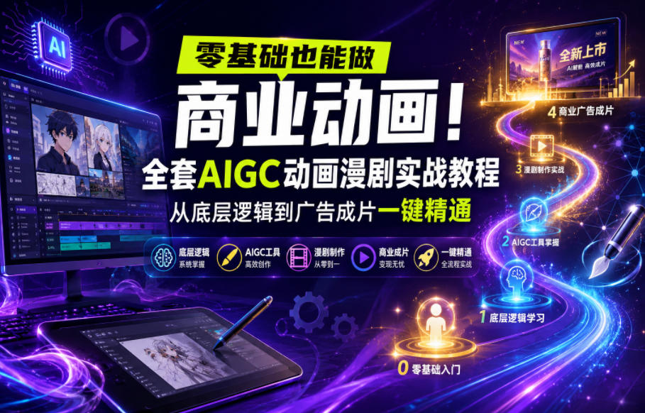 零基础也能做商业动画!全套AIGC动画漫剧实战教程,从底层逻辑到广告成片一键精通 20260612070104-6a2baeb0df7b2.jpg