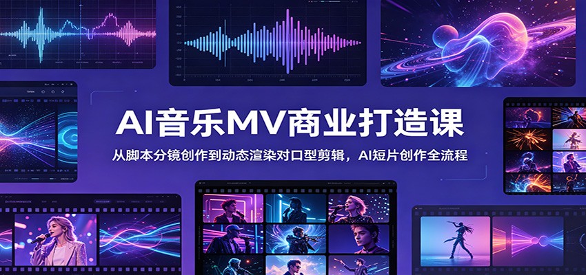 AI音乐MV商业打造课:从脚本分镜创作到动态渲染对口型剪辑,AI短片创作全流程 20260612190126-6a2c5786ab617.jpg