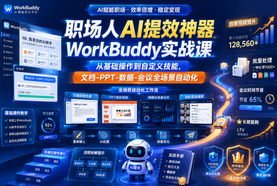 职场人AI提效神器WorkBuddy实战课,从基础操作到自定义技能,文档-PPT-数据-会议全场景自动化 20260613010101-6a2cabcd75b2a.jpg
