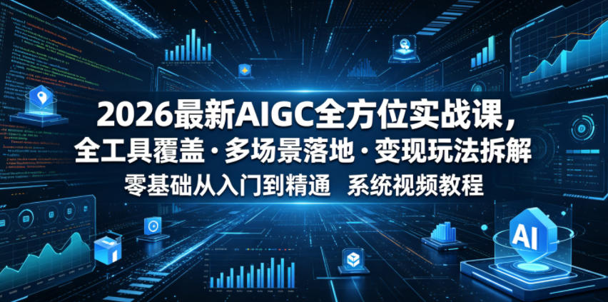 2026最新AIGC全方位实战课,全工具覆盖・多场景落地・变现玩法拆解,零基础从入门到精通系统视频教程 20260613090119-6a2d1c5f22ae0.jpg