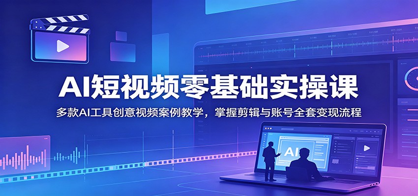 AI短视频零基础实操课:多款AI工具创意视频案例教学,掌握剪辑与账号全套变现流程 20260615190102-6a304bee35b19.jpg