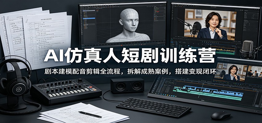 AI仿真人短剧训练营:剧本建模配音剪辑全流程,拆解成熟案例,搭建变现闭环 20260615190105-6a304bf16b504.jpg