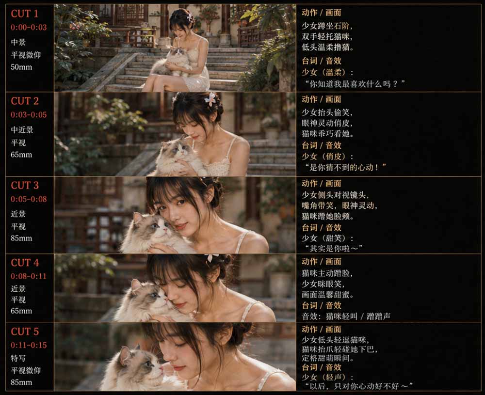 (18909期)美女和猫故事提示词,人物一致性提示词+故事板 20260616050142-6a30d8b6cf55f.jpg