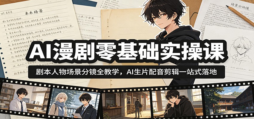 AI漫剧零基础实操课:剧本人物场景分镜全教学,AI生片配音剪辑一站式落地 20260616170112-6a31815812853.jpg