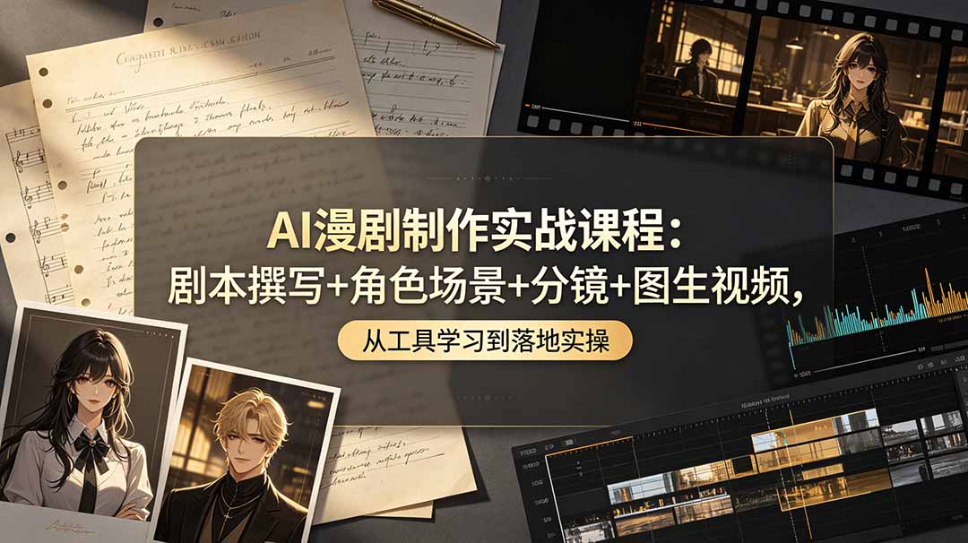 (19020期)AI漫剧制作实战课程:剧本撰写+角色场景+分镜+图生视频,从工具学习到落地实操 20260623150042-6a3a9f9ae96a3.jpg