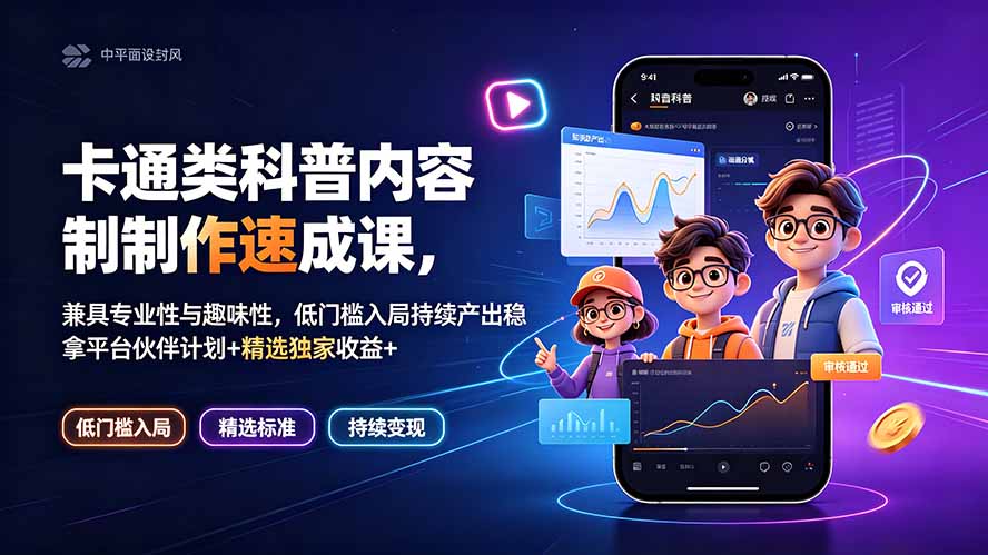 (19234期)卡通类科普内容制作速成课,兼具专业性与趣味性,低门槛入局持续产出稳拿平台伙伴计划+精选独家收益 20260707150154-6a4d14e2c8ed4.jpg