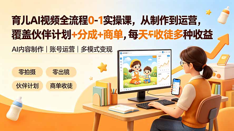 (19236期)育儿AI视频全流程0-1实操课,从制作到运营,覆盖伙伴计划+分成+商单+收徒多种收益,每天500+收益 20260707150200-6a4d14e8db7c2.jpg