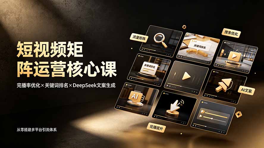 (19259期)短视频矩阵运营核心课:完播率优化×关键词排名×DeepSeek文案生成,从零搭建多平台引流体系 20260708190054-6a4e9e66a63ef.jpg