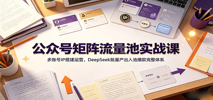 公众号矩阵流量池实战课:多账号IP搭建运营,DeepSeek批量产出入池爆款完整体系 20260709170054-6a4fd3c689c4e.jpg
