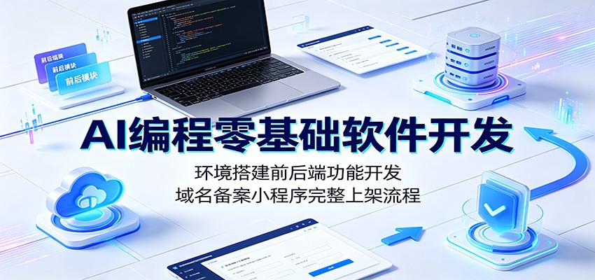 AI编程零基础软件开发:环境搭建前后端功能开发,域名备案小程序完整上架流程 20260711090149-6a52067d92c4e.jpg