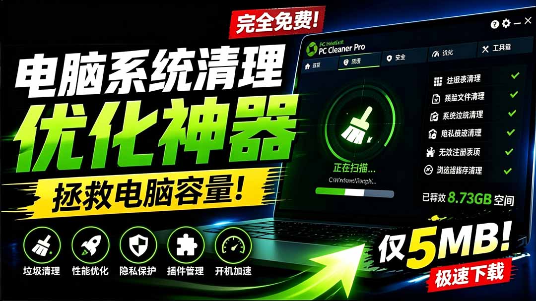 (19282期)轻松吊打Win系统自带工具!电脑清理优化神器,拯救电脑容量,仅5MB,完全免费使用 PC Cleaner Pro 20260711090231-6a5206a7a313d.jpg