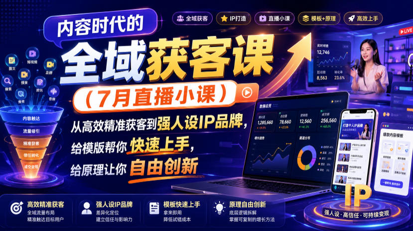 内容时代的全域获客课(7月直播小课),从高效精准获客到强人设IP品牌,给模版帮你快速上手,给原理让你自由创新 20260715050140-6a571434cee4e.jpg