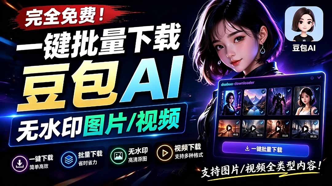 (19355期)Github最新发布!一键批量下载豆包AI无水印图片/视频,简单易用,自动解析提示词,doubao-downloader 20260715050218-6a57145a0b1bf.jpg