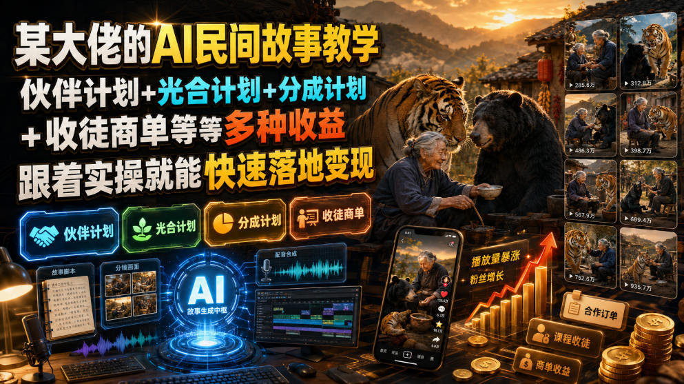 (19360期)某大佬的AI民间故事教学,伙伴计划+光合计划+分成计划+收徒商单等多种收益,跟着实操就能快速落地变现 20260715050247-6a571477736e5.jpg