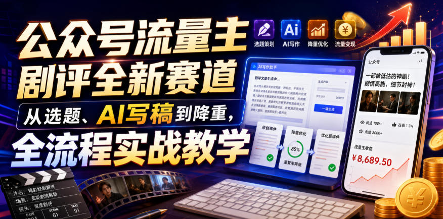 公众号流量主剧评全新赛道,从选题、AI写稿到降重,全流程实战教学 20260716030056-6a584968b3d2e.jpg