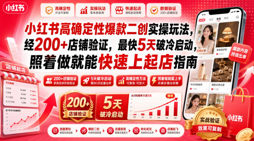 小红书高确定性爆款二创实操玩法,经200+店铺验证,最快5天破冷启动,照着做就能快速上起店指南 20260716030059-6a58496bec6e2.jpg