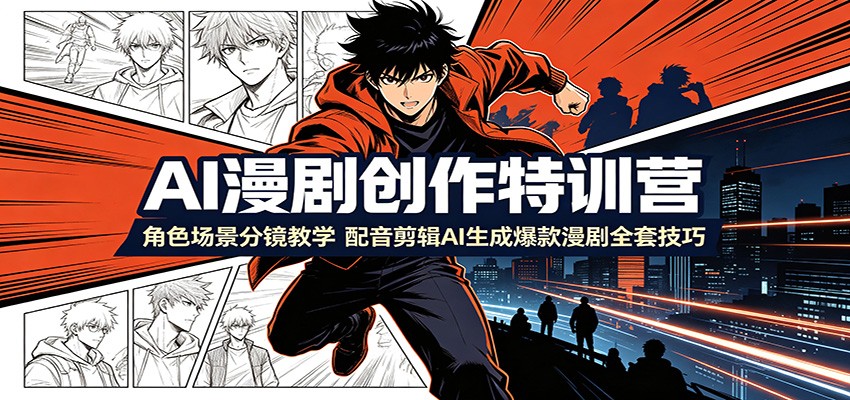 AI漫剧创作特训营:角色场景分镜教学,配音剪辑AI生成爆款漫剧全套技巧 20260716170042-6a590e3aeae9c.jpg