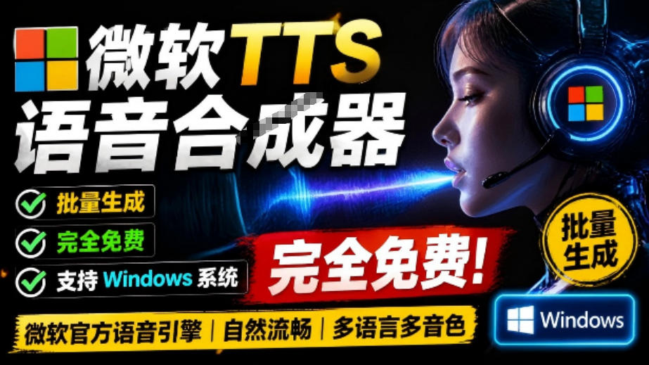微软TTS免费语音配音生成器,完全免费,支持多语音、多音色选择,Windows系统专用TTS语音合成器 20260723150242-6a622d1255428.jpg
