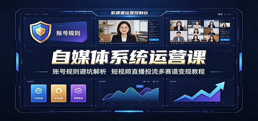 自媒体系统运营课:账号规则避坑解析,短视频直播投流多赛道变现教程 20260723190038-6a6264d6b7e66.jpg