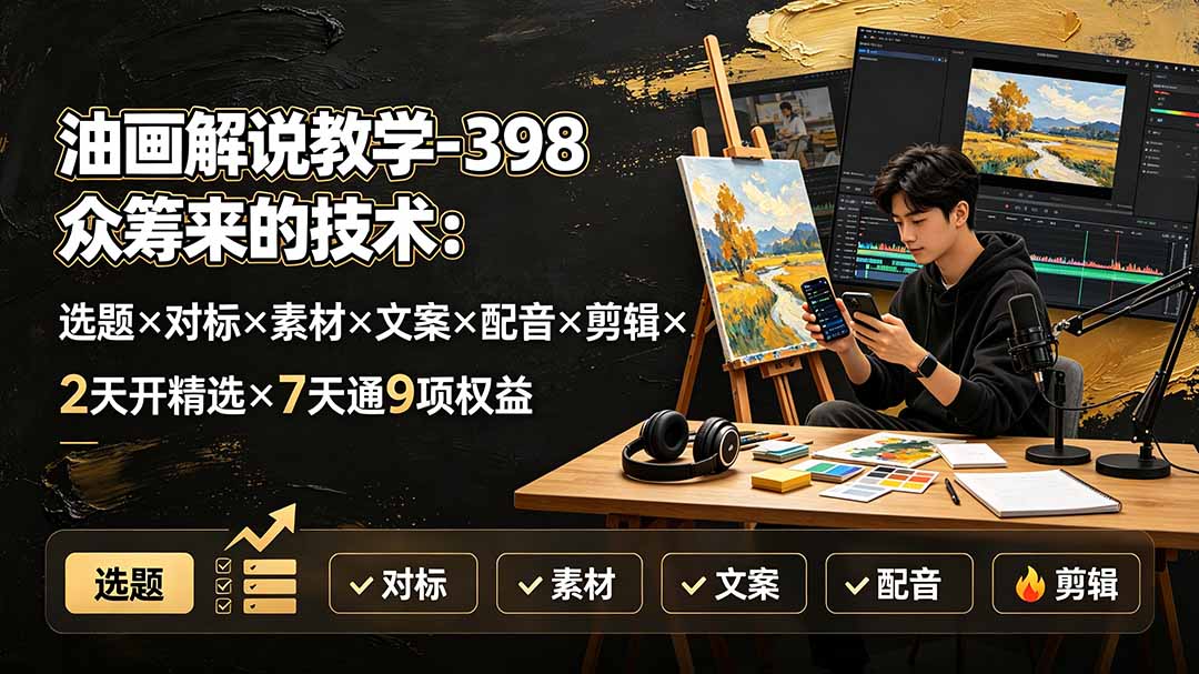 (19527期)油画解说教学-398众筹来的技术:选题×对标×素材×文案×配音×剪辑×2天开精选×7天通9项权益 20260724230923-6a63f0a30c236.jpg