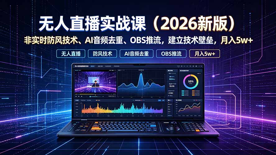 (19525期)无人直播实战课(更新7月),非实时防风技术、AI音频去重、OBS推流,建立技术壁垒,月入5w+ 20260724230929-6a63f0a9150e9.jpg