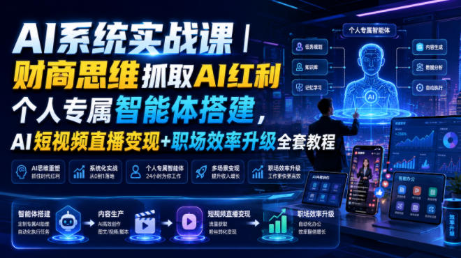 AI系统实战课|财商思维抓取AI红利|个人专属智能体搭建,AI短视频直播变现+职场效率升级全套教程 20260725010042-6a640abac5d52.jpg