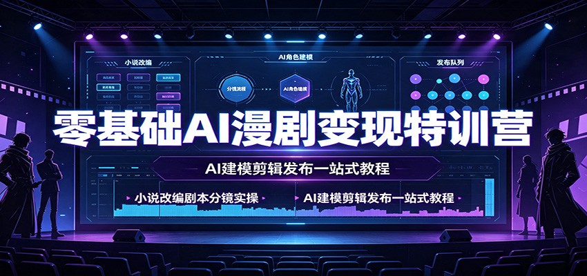 零基础AI漫剧变现特训营:小说改编剧本分镜实操,AI建模剪辑发布一站式教程 20260730110024-6a6b2ec8b54b9.jpg