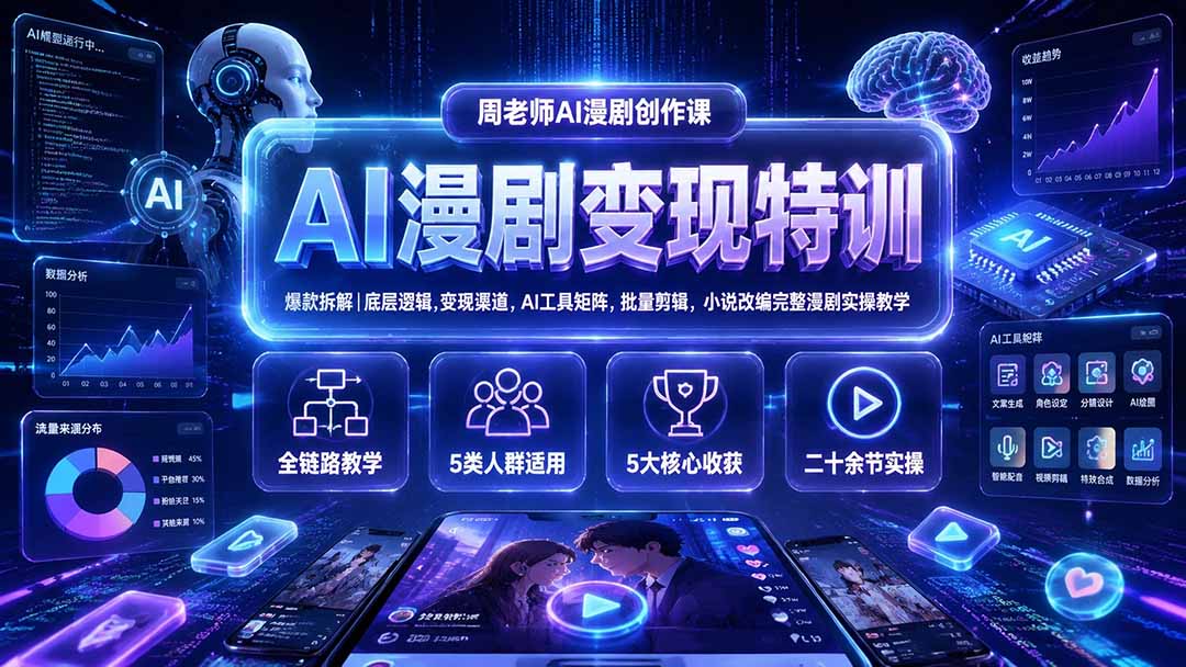 (19633期)AI漫剧变现特训★爆款拆解|底层逻辑,变现渠道,AI工具矩阵,批量剪辑,小说改编完整漫剧实操教学 20260731110053-6a6c806551e7e.jpg