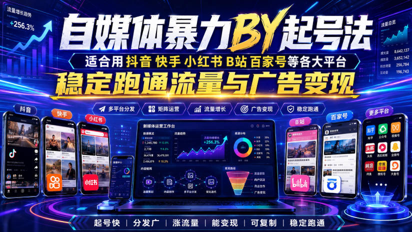 自媒体暴力搬运起号法,适合用抖音快手小红书B站百家号等各大平台,稳定跑通流量与广告变现 20260802090027-6a6f072b6c69e.jpg